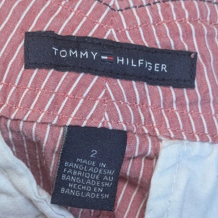 Tommy Hilfiger 短裤红色白色细条纹水手高腰微型迷你女式 2 码 — 第 3/4 张图片
