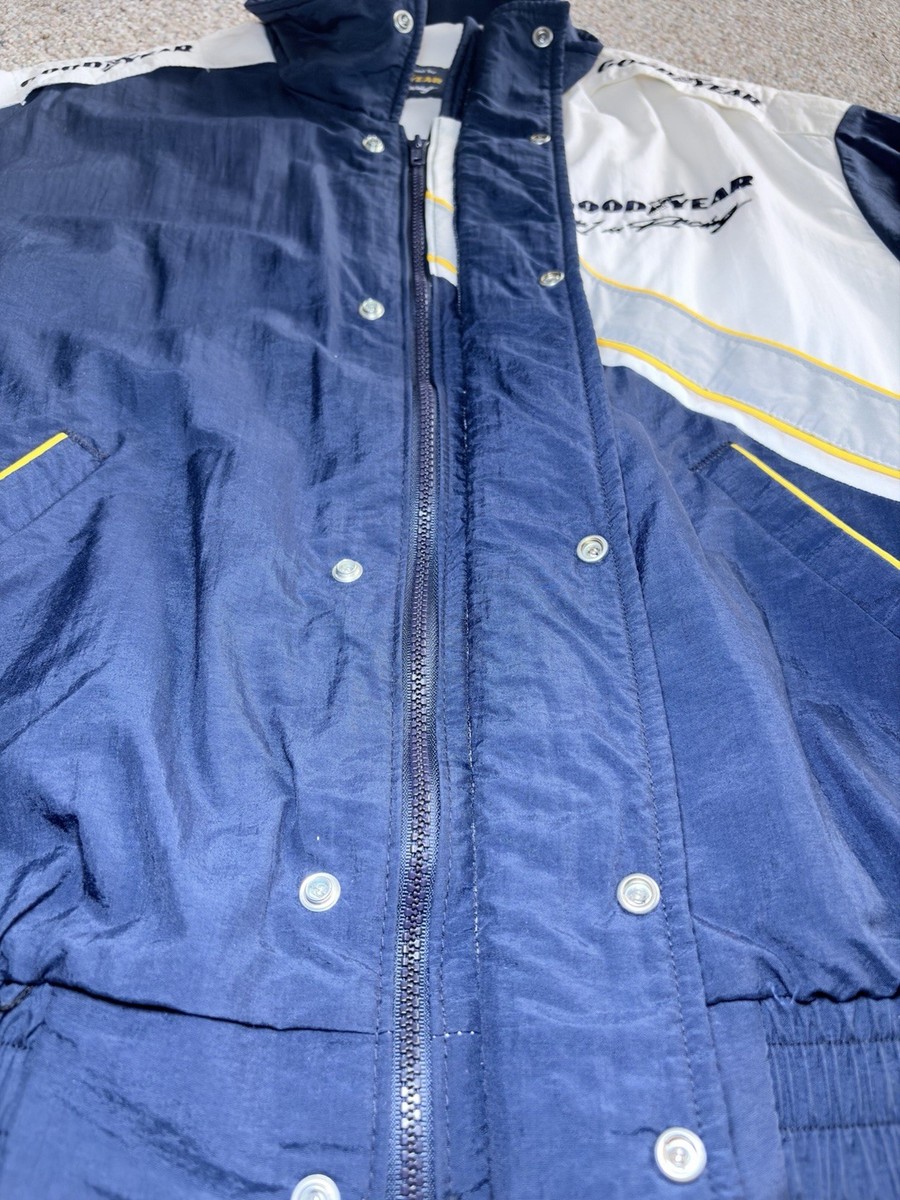 Vintage Goodyear Racing Jacket Men's Medium Blue White Racing USA