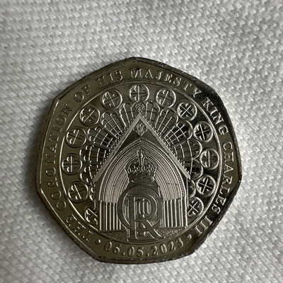 2023 Gibraltar 50p Coin – King Charles III Coronation Westminster Abbey, 0.99999 Silver, UNC Uncirculated