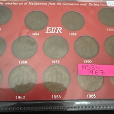 Queen Elizabeth - Complete Set of Halfpennies from Coronation 1953 - 67