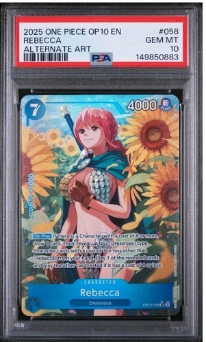 PSA 10 - Rebecca 2025 One Piece Royal Blood OP10 EN #058 Alternate Art OP10-058