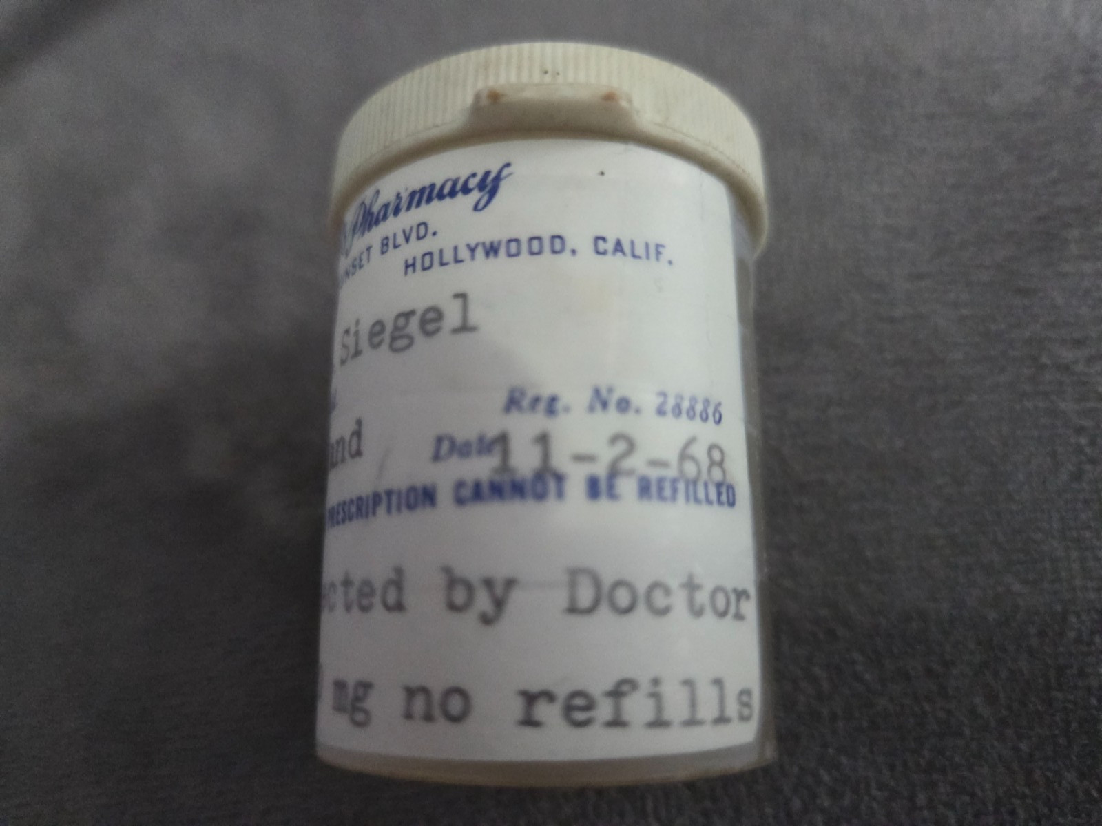 EMPTY Plastic Bottle from Judy Garland from her last husband