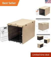 Heavy-Duty Tan Dog Crate Cover for Large Breeds - Durable Polyester Design