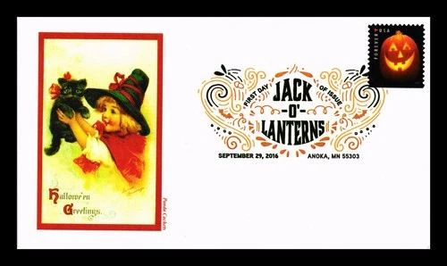 DR JIM STAMPS US COVER HALLOWEEN JACK O LANTERNS FIRST DAY ISSUE PANDA CACHET