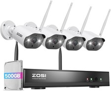 ZOSI 2K 8CH 4pcs 3MP WiFi Security Camera System 500GB HDD Night Vision Audio