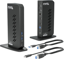 Plugable USB 3.0 and USB-C Universal Laptop Docking Station with 2 HDMI Ports fo