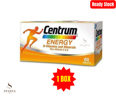 Centrum Energy 60 Tabs B-Vitamins and Minerals + Vitamin C & E Free Shipping
