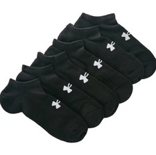 6 Pairs Under Armour Training NO SHOW Socks BLACK Size: Women 6-9 Men 4-8 
