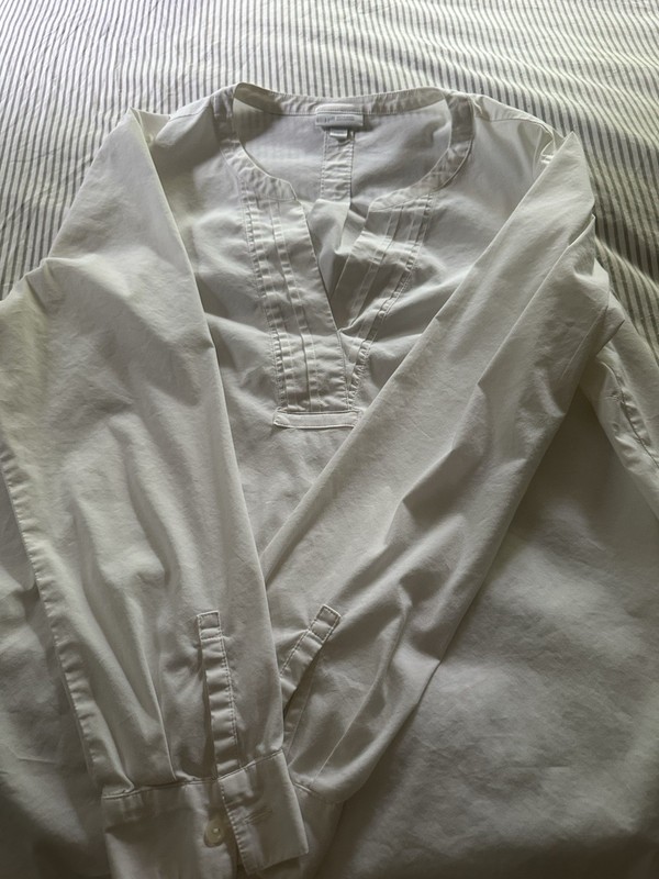 J. Jill Women's White Cotton V-neck Pullover Tunic Long Sleeves Large