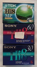 LOT of 3 Sealed New Hi8 Camcorder Video Tape - TDK  Sony Hi 8mm tapes,30-60-90