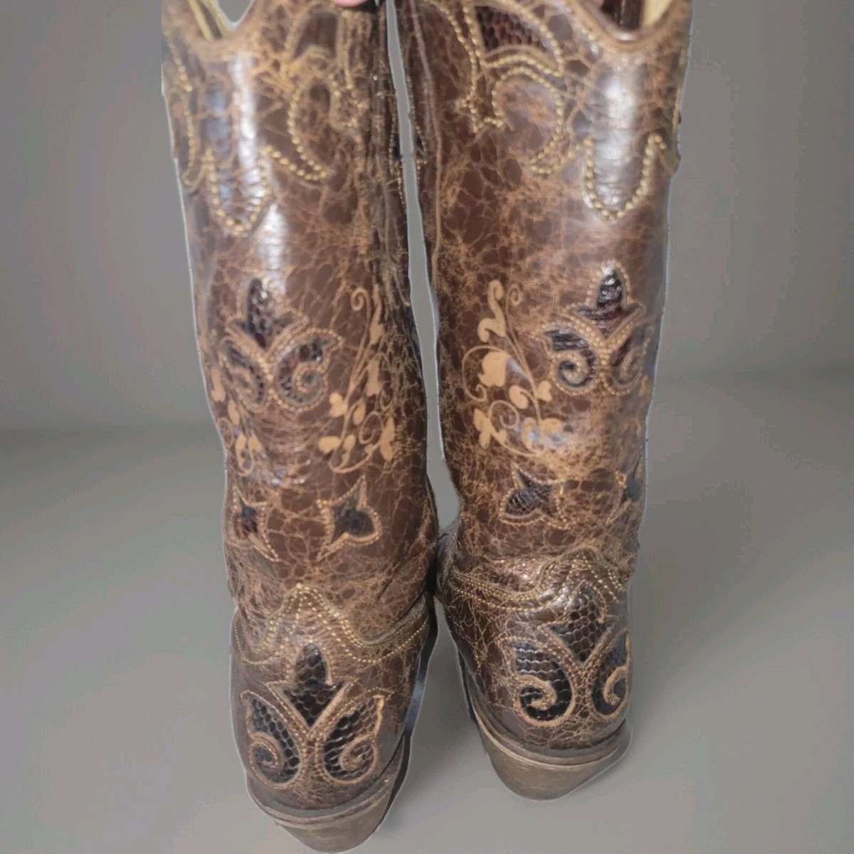 Bottines Western Femme CORRAL Taille 7M Marron Cuir - Style Vintage