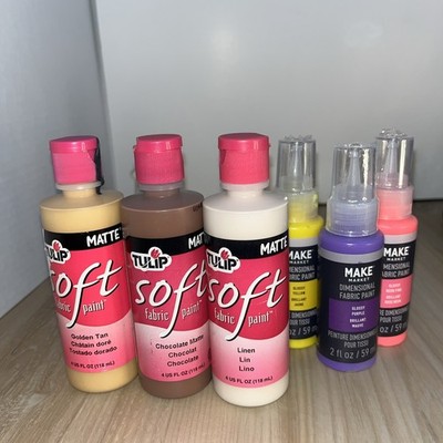 Lot of 6 Assorted Fabric Paints Tulip Soft Matte Make Market Dimensional Glossy