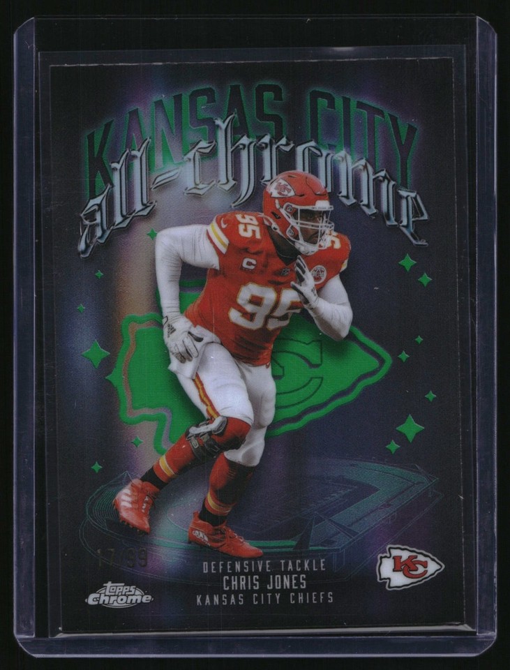 2025 Topps Chrome All-Chrome Team Green Refractor #ACT-17 Chris Jones All-Chrome Team Green Refractor /99 #ACT-17 Chris Jones Chiefs