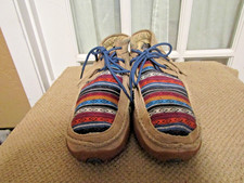 Twisted X Leather Serape Fringe Lace Up Shoes Chukka Moccasin Tan Womens 9.5 M