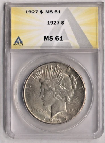1927 PEACE DOLLAR ANACS MS61