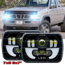 Pair 7x6'' 5x7'' LED Headlights Hi/Lo beam FIT 1995-1997 Nissan pickup Hardbody