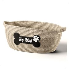Dog Toy Basket - 100 Cotton Rope Woven Dog Toy Box for Living Room Area -