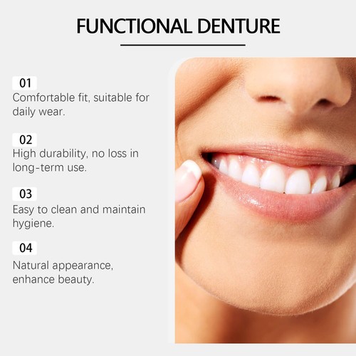 Juego completo de dentadura postiza para hombres y mujeres dentadura superior e inferior dientes postizos personal - Imagen 8 de 15