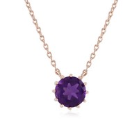 Halskette Aus Versilbertem Silber Mit Amethyst Und RoséGold-Beschichtung