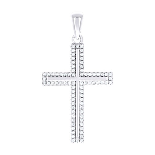 925 Sterling Silver Unisex Cubic-Zirconia Cross Religious Charm Pendant ...