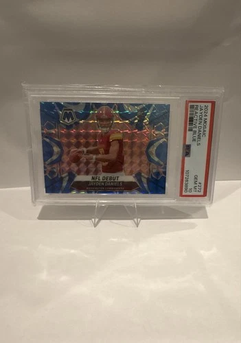 2024 Panini Mosaic NFL Debut Jayden Daniels #272 Reactive Blue Prizm (RC) PSA 10