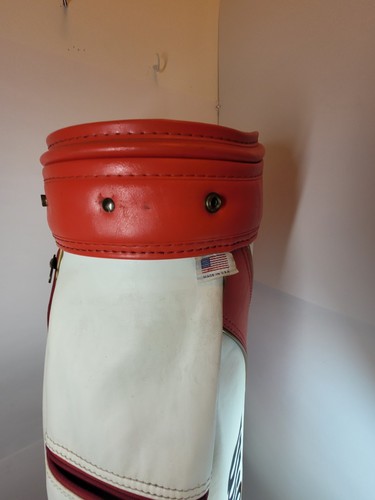 VINTAGE WILSON Staff Professional USA Red Golf Bag Rain Cover Leather - Picture 5 of 24