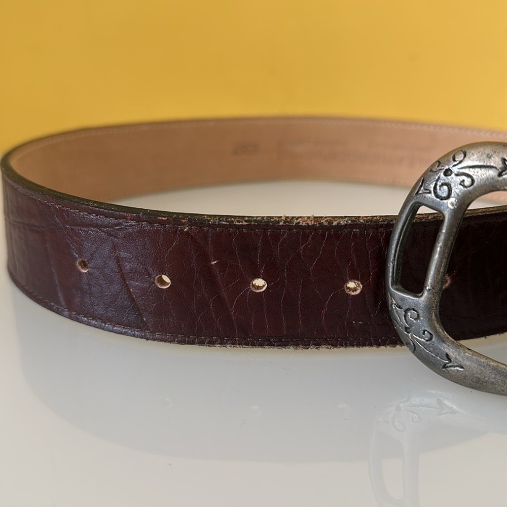 Leatherock Brown Leather Belt with Silver Tone Buckle Made 