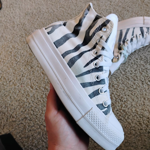 Converse All Star Zebra Plateau High Top Damenschuhe Größe 7 weiß schwarz - Bild 7 von 13