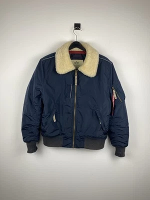 Alpha Industries Injector III Flight Bomber Jacket L Dark Blue Sherpa Collar - Bild 1 von 4