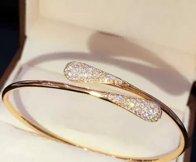 7.50 Ct Round Cut VVS1/D Diamond Women's Bangle Bracelet 14k Yellow Gold Finish 