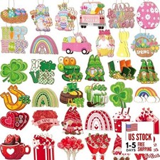 72 Pcs Valentine's Day Hanging Ornaments for Tree St. Patrick's Day Flat Style
