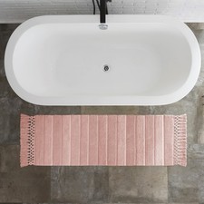 Pink Woven Fringe Bath Mat 100 Cotton Machine Washable
