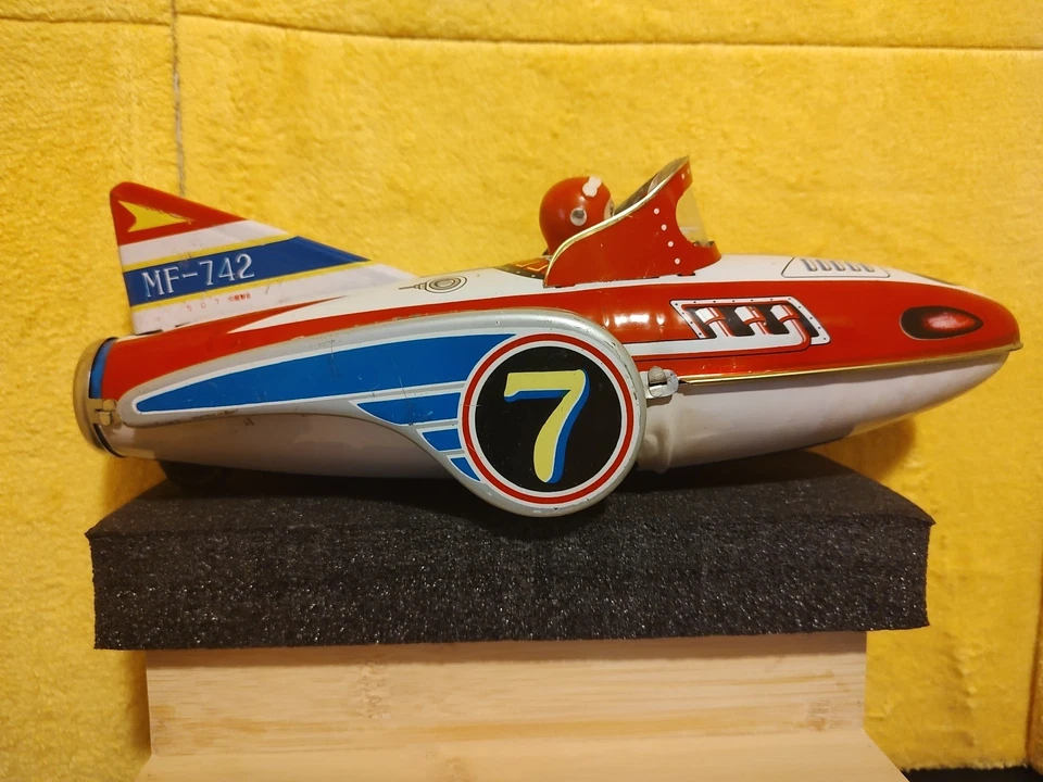 Great Flying Boat Friction Tin Toy Space Ship Car MF-742 Vintage  - Image 3 of 4