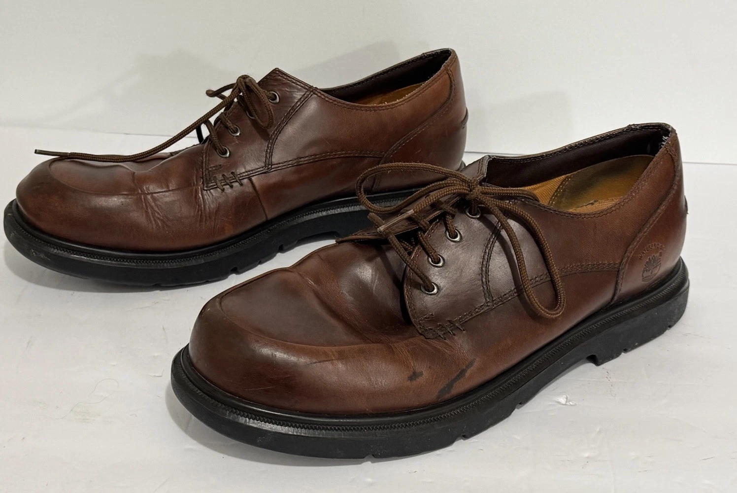 Timberland Oxford impermeabili in pelle marrone da uomo taglia 11M