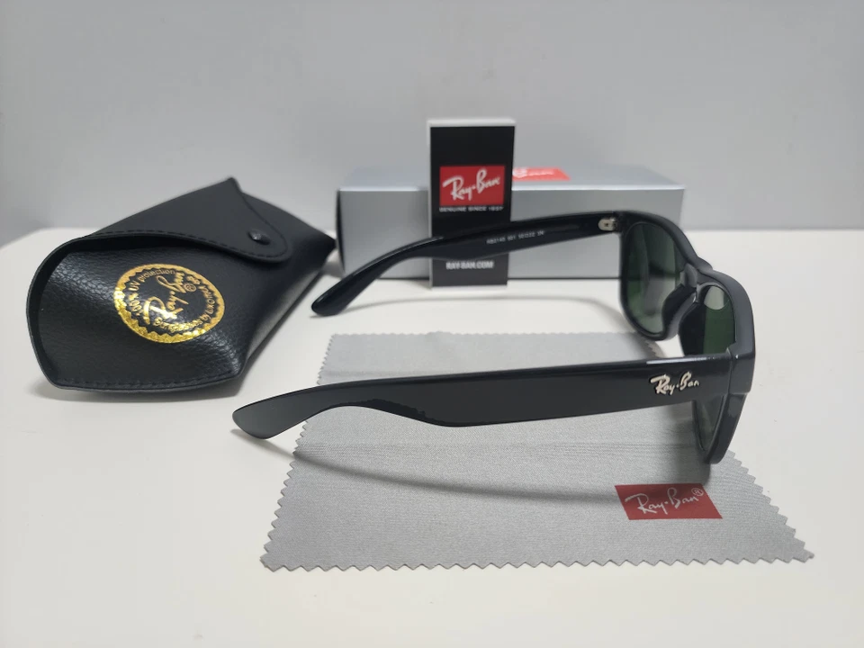 Gafas de sol clásicas Ray-Ban RB2140 Wayfarer marco negro brillante lentes verdes 50 mm Foto 4 de 4