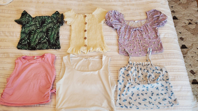 6 pc lot shirts tank FEMININE Romantic Forever21 Shein Speechless Sz 10-12 14 3