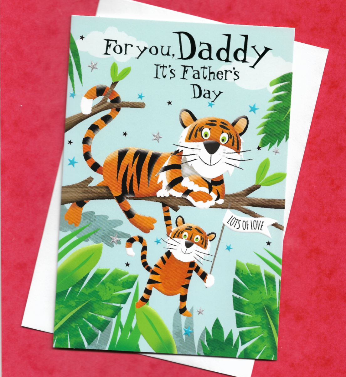 Daddy Father's Day Card Tigers Jungle Fathers Dad 19x13cm