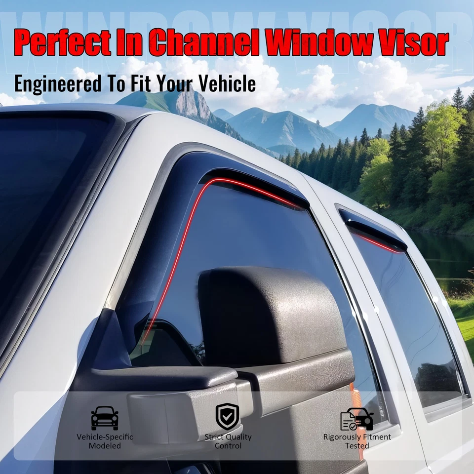 Se adapta a 92-00 Chevy GMC C2500 C3500 K2500 K3500 y viseras de ventana suburbanas en canal Foto 2 de 4