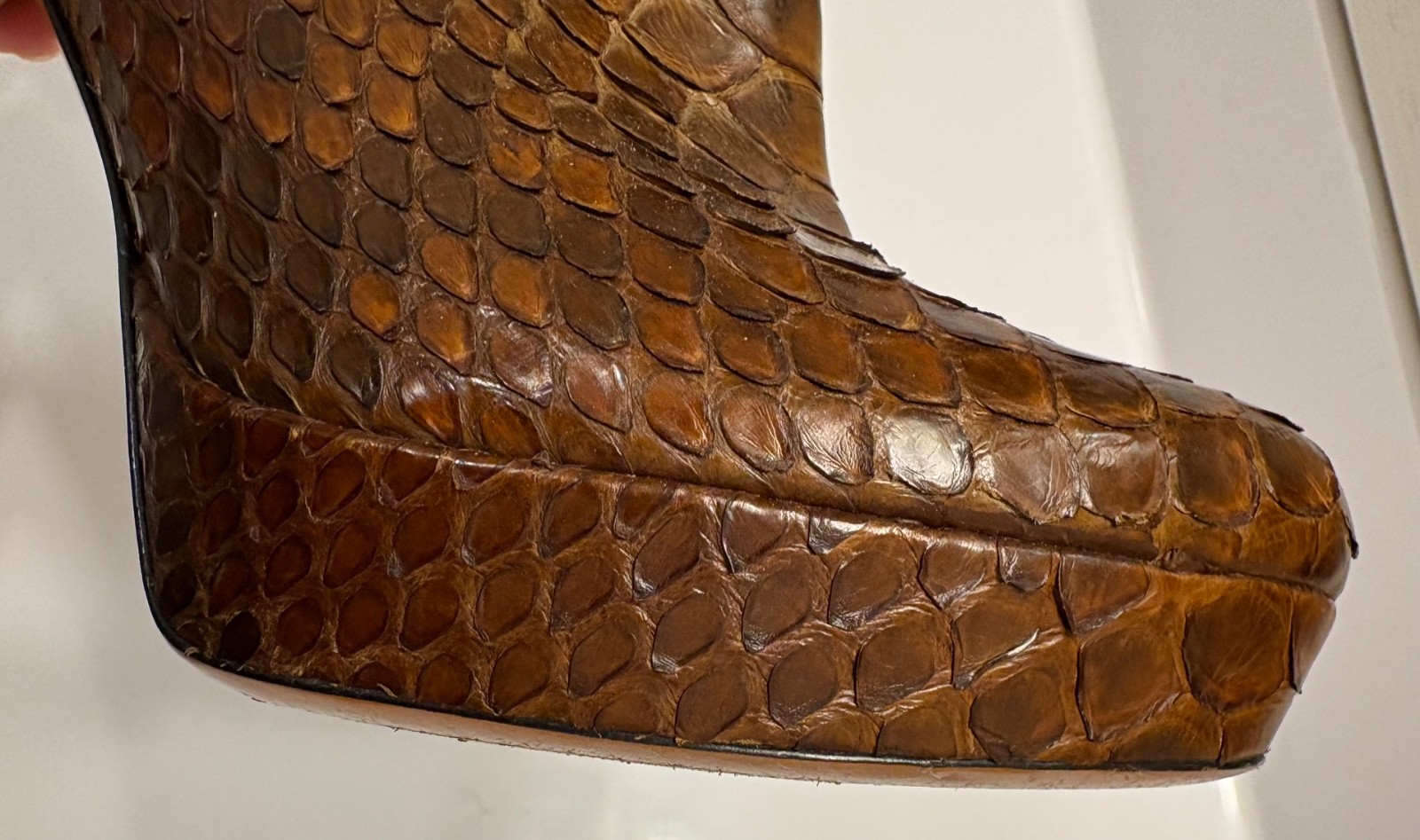 Authentic Gucci Brown Python Ankle Booties Bamboo… - image 20