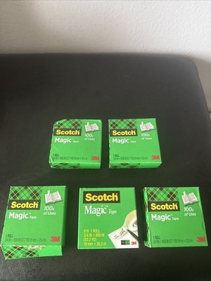 Scotch 3M Magic Tape  3/4'' x 1000 in.  LOT of Ten (5) Rolls  New In Box