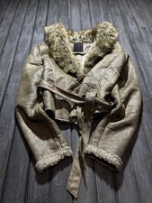 RARE 80-90s Cropped ISSEY MIYAKE TYPE SHEEPSKIN LEATHER JACKET FUR Y2K
