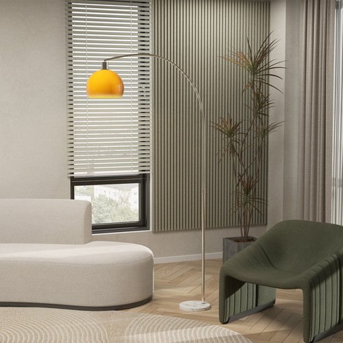 HOMCOM Lampada da Terra ad Arco con Interruttore a Pedale Bianco e Arancione - Foto 9 di 10