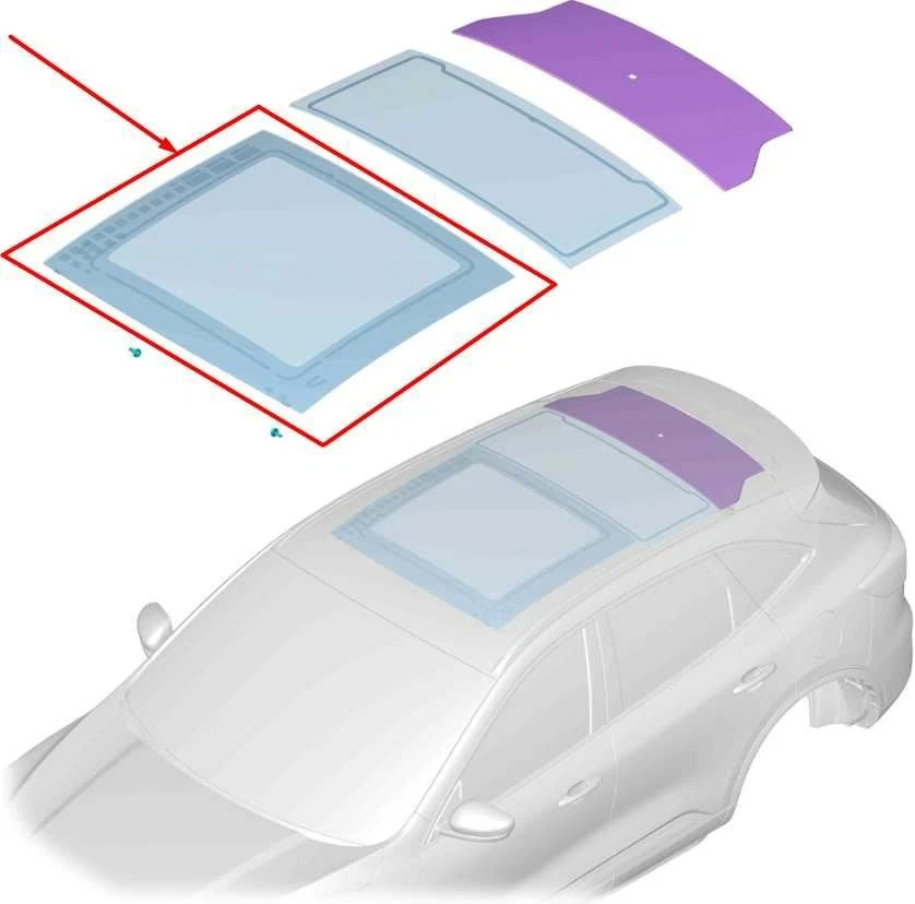 2020 Ford Escape SEL Front Sunroof Window Glass LJ6B-F500A18-AA OEM Foto 2 de 4