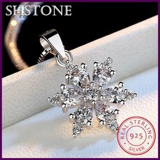 SHSTONE 925 Sterling Silver AAA Zircon Snowflake Pendant Necklace for Women