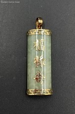 14K Gold Asian Style Pendant W/ Jade