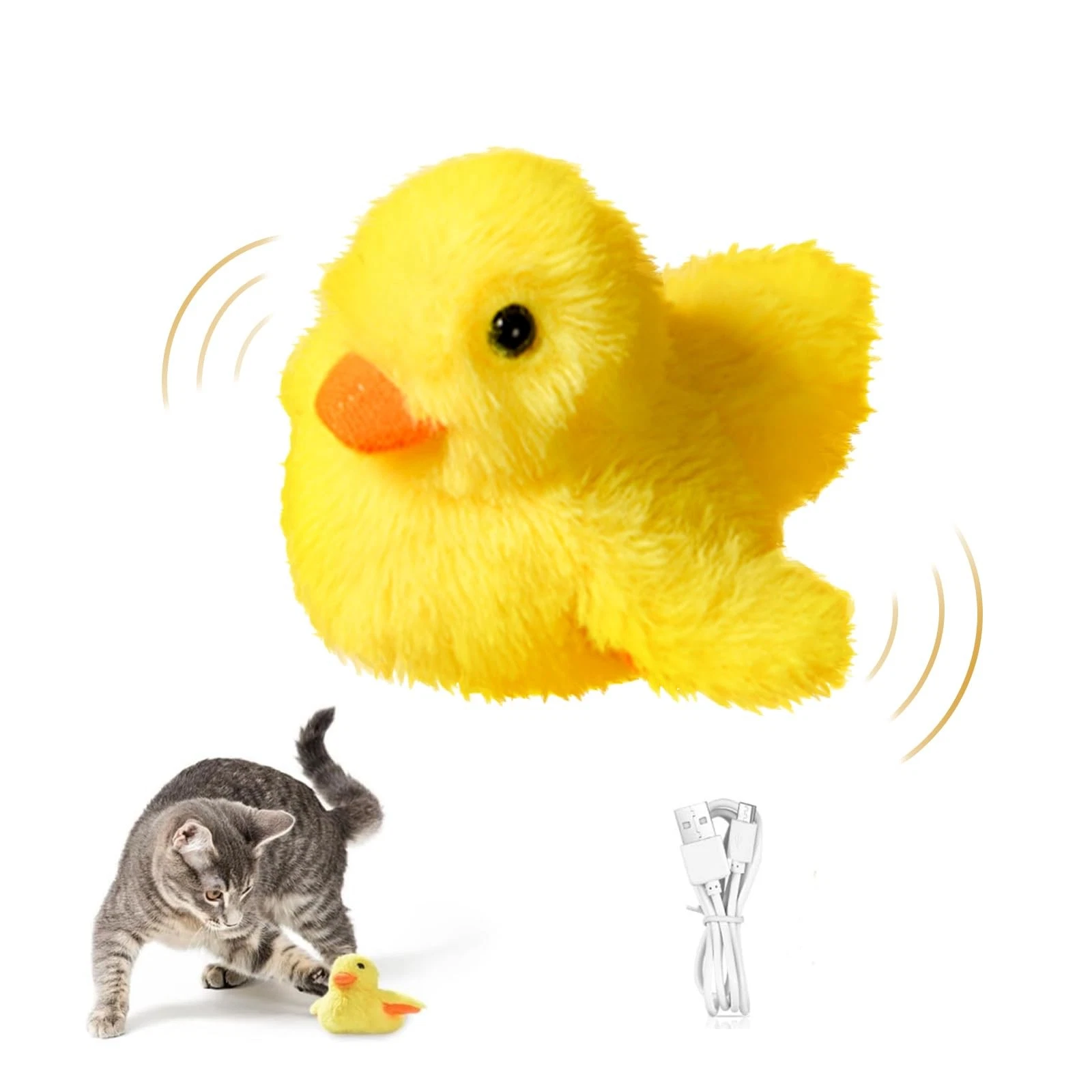 SmartTail Cat Toys Rechargeable Flapping Duck, Lifelike Quacking Sound, Touch...