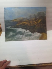 Vintage expressionist oil on board Cape Code Seascape, Ocean sign MP Castamonti?