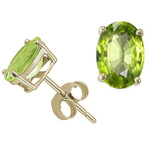 PERIDOT OVALE DAMEN-OHRSTECKER 2,00 KT 7 x 5 mm KT 14 K GELBGOLD PUSH - Bild 1 von 1