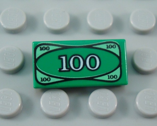 New LEGO Green 1x2 100 Dollar Bill Money Tile Minifigure Accessory | eBay