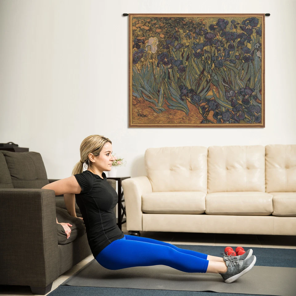 Iris de Vincent van Gogh tapiz belga arte de pared colgante (nuevo) 28x33 pulgadas Foto 3 de 4